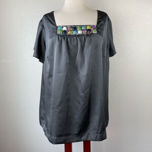 Apt. 9 Short Sleeve Beaded Tunic Top Size 1X EUC
